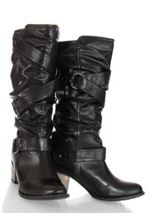 leather boots isolated.
