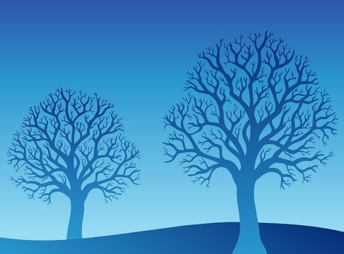 Two blue trees
