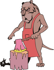 Dog butcher cartoon