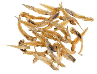 Many salted goby fishes isolated  on white background