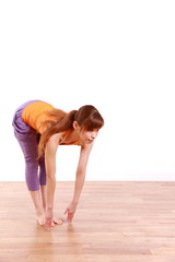 Fototapeta na wymiar yoga standing forward bend pose