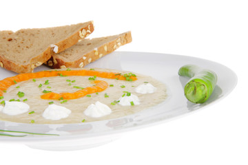 homemade cuisine : isolated salmon vegetable soup