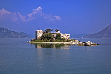 island with the ruined building