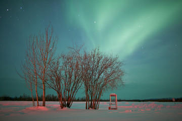 Phone Booth under the Northern Lights