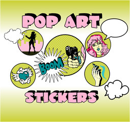 Vintage Popart Stickers, Woman Gangster