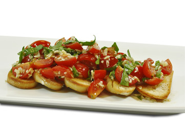 Fresh bruschetta with chopped tomato basil