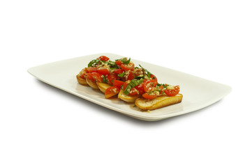Plate of fresh bruschetta