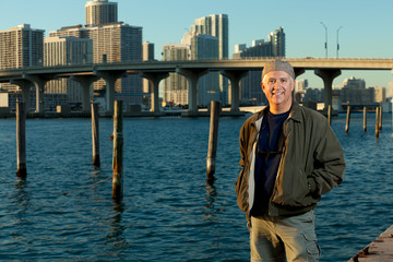 Handsome middle age man in an urban lifestyle pose