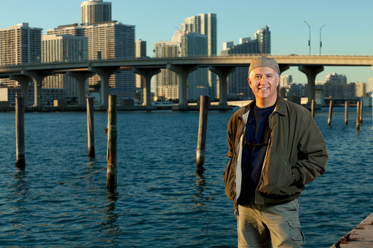 Handsome middle age man in an urban lifestyle pose