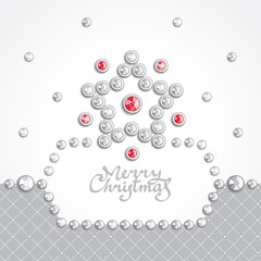 Christmas background decorated with jewels
