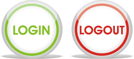 boutons login et logout