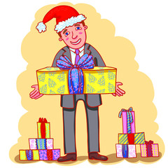 Businessman with Gifts.