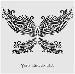 black butterfly on a white background, Element for design, vecto
