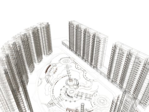 grattacieli palazzi rendering 3d illustrazione