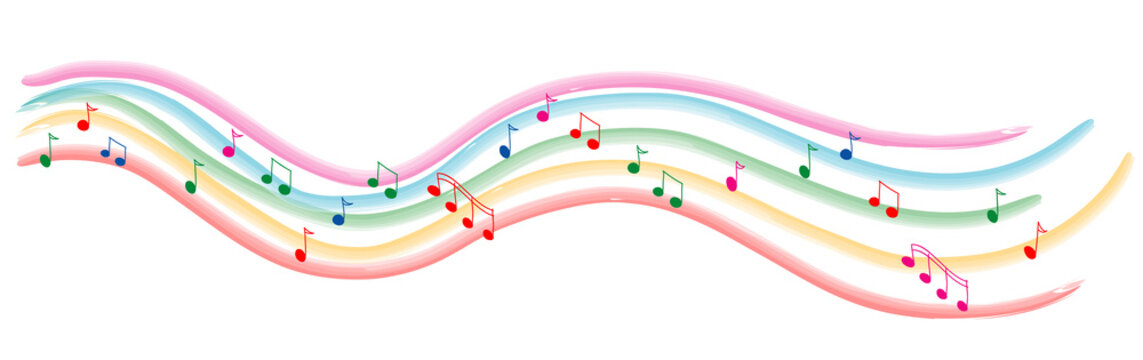 Pentagramma colorato con note