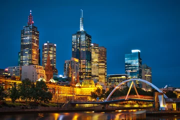 Fototapeten Melbourne City und Yarra River von Southbank © Paul Liu