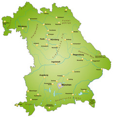 Bundesland Bayern als Übersichtskarte