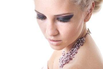 Portrait of a blond lady with a beautiful hair