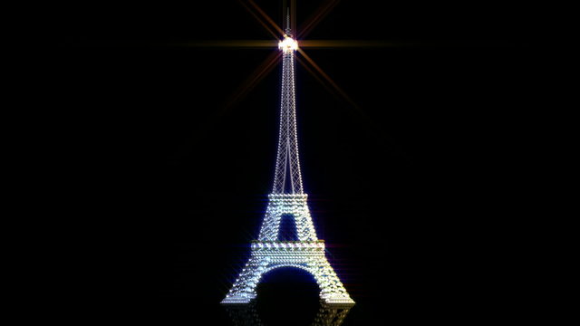 Rotating Eiffel  tower of diamonds