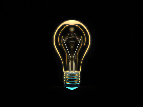 Luminous lamp on a black background