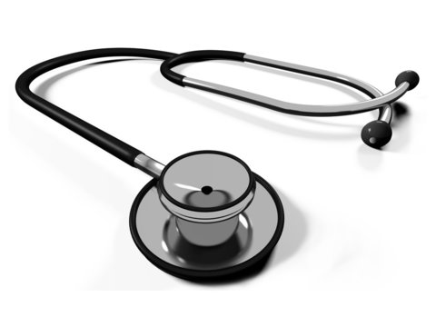 3d doctor's stethoscope on a white background