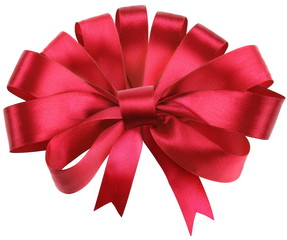 Big red bow isolated on white background.