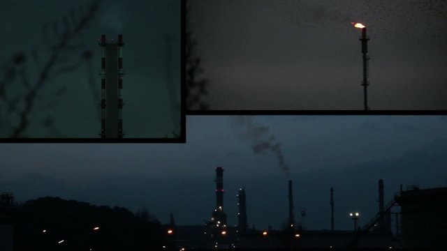 chemical industry at night composition
