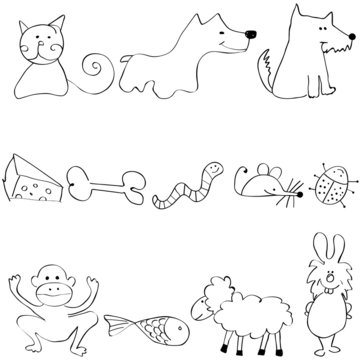 Vector set of cute and funny animals