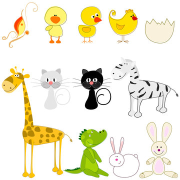 Vector set of cute and funny animals