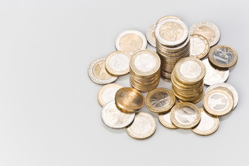 Geld Münzen Turm Haufen Euro Stapel