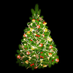 Christmas tree on black background