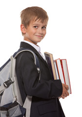 Boy holding books