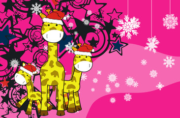 giraffe  cartoon xmas background5