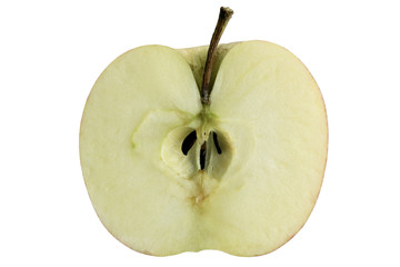 close up of slice of apple