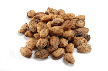 Almonds nuts on white background isolated