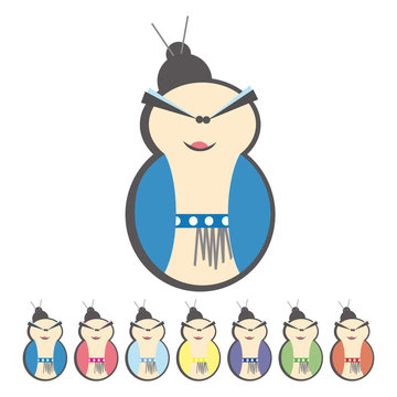 comical vector illustration of a Chinese