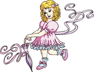 Blonde girl with umbrella