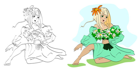 girl picking flowers