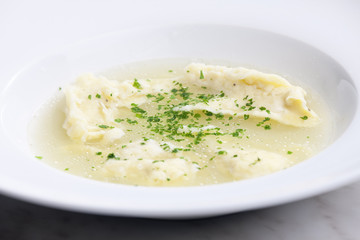beef bouillon with dumplings