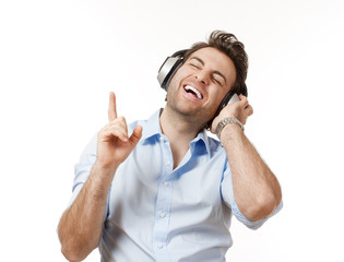 man with earphones
