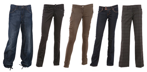 Collection of various types of female trousers