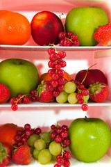 Fototapeta na wymiar fridge with fresh fruit