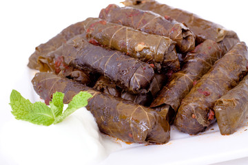 Meat stuffed grape leaves