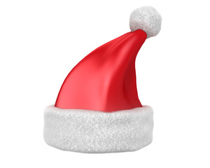 Traditional red Santa hat isolated side view
