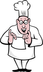 Cartoon Chef cook or baker holding paper