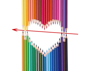 Multi-colored heart and arrow from pencils