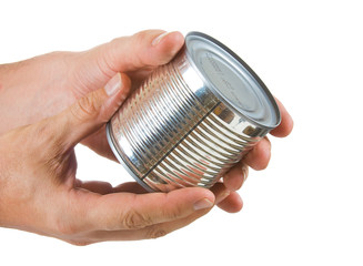 Food can in hand
