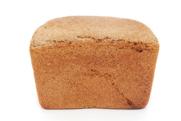 The loaf of bread is isolated on a white background