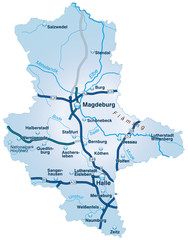 Bundesland Sachsen-Anhalt mit Autobahnen