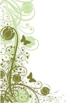 tulippe verte et papillon